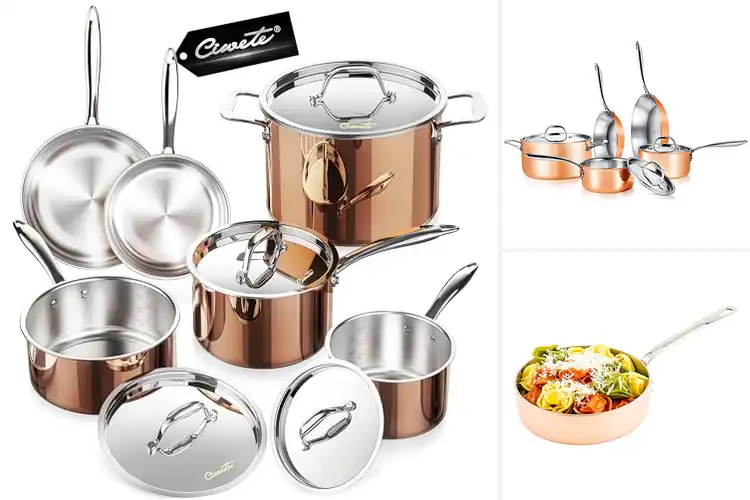 Detailed view of Best Ergonomic Stainless Steel Handle Copper Pan