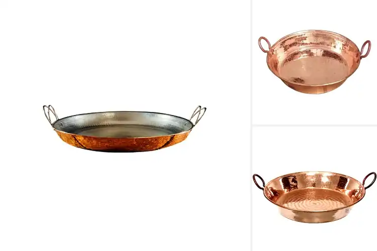 Detailed view of Best Hammered Copper Pan For Paella