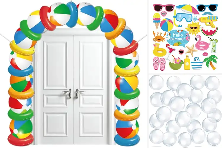 Detailed view of Best Party Photo Prop Beach Ball: 4-Pack for Summer Fun