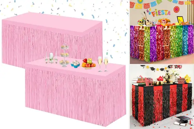 Detailed view of Best Tinsel Fringe Table Skirts
