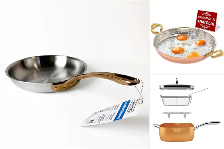 Detailed view of Best Universal Copper Pan With Ergonomic Handle